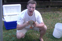 TIME Unlimited Auckland Flounder Fishing Tours - here Neill Sperath with a Flounder