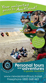 Auckland Personal Tours and Adventures brochure: Kayak Fishing, Auckland Kayaking Adventures, Greater Auckland Tours. Auckland Guided Walks, Auckland Personalised Tours