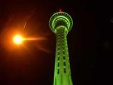 Aucklands SkyTower in Christmas Colours - check out our Greater Auckland Tours