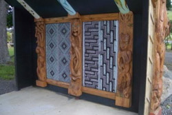 A woodcarving at the Marae